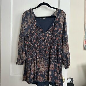 Free People Floral Navy and Pink Tunic/ Mini Dress